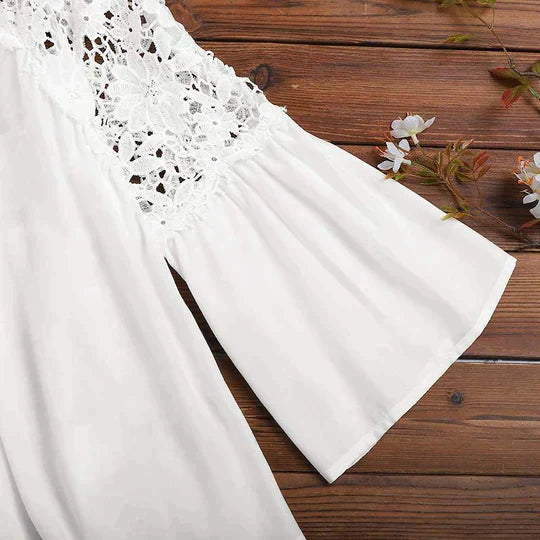 SIEMNA – Women's Lace Blouse with Sheer Floral Detail