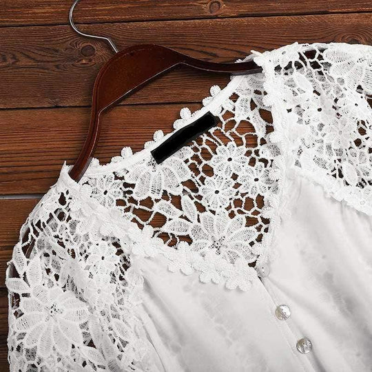 SIEMNA – Women's Lace Blouse with Sheer Floral Detail