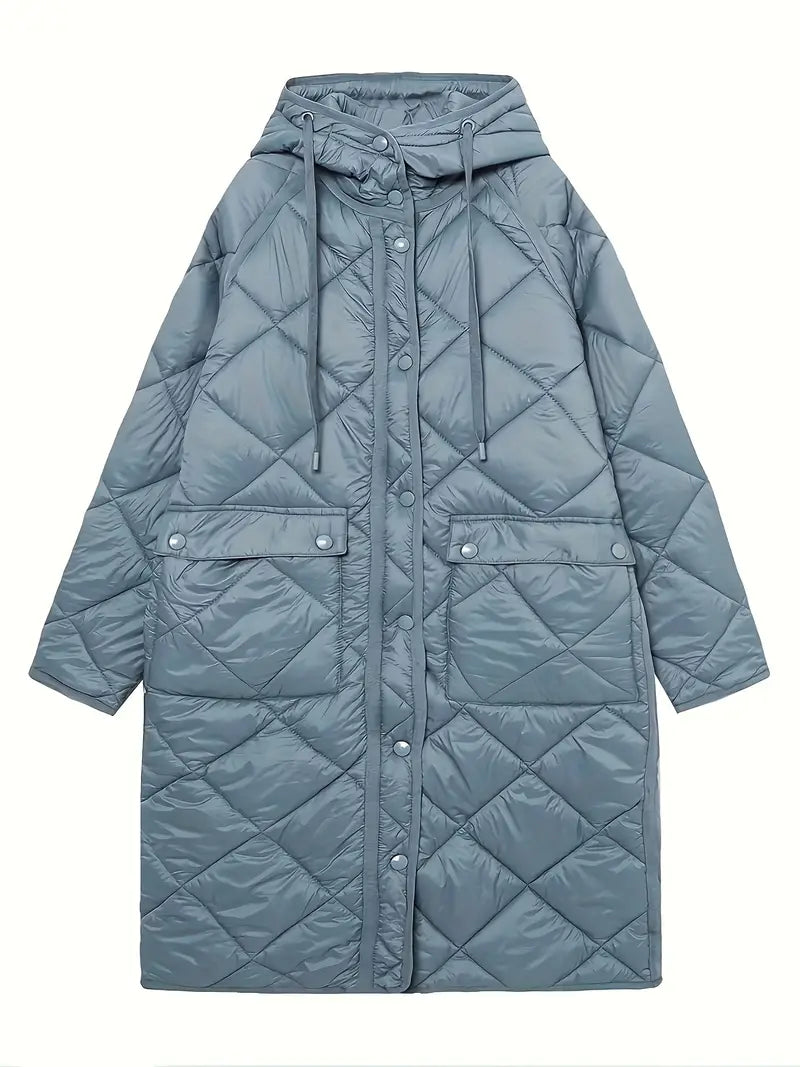 ELIN – Light Blue Hooded Longline Puffer Coat