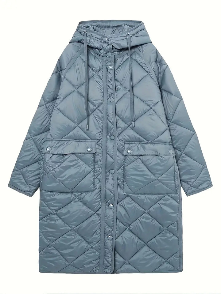 ELIN – Light Blue Hooded Longline Puffer Coat