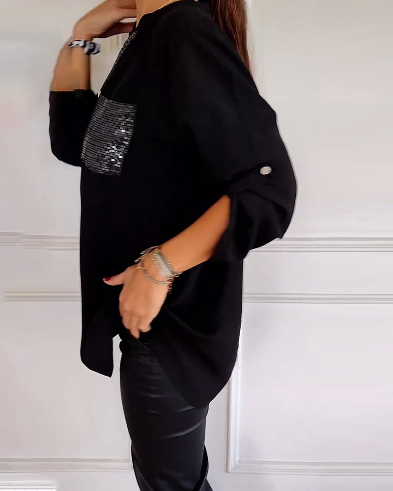 CYRA - Button-Up Shirt with Sequin Pocket