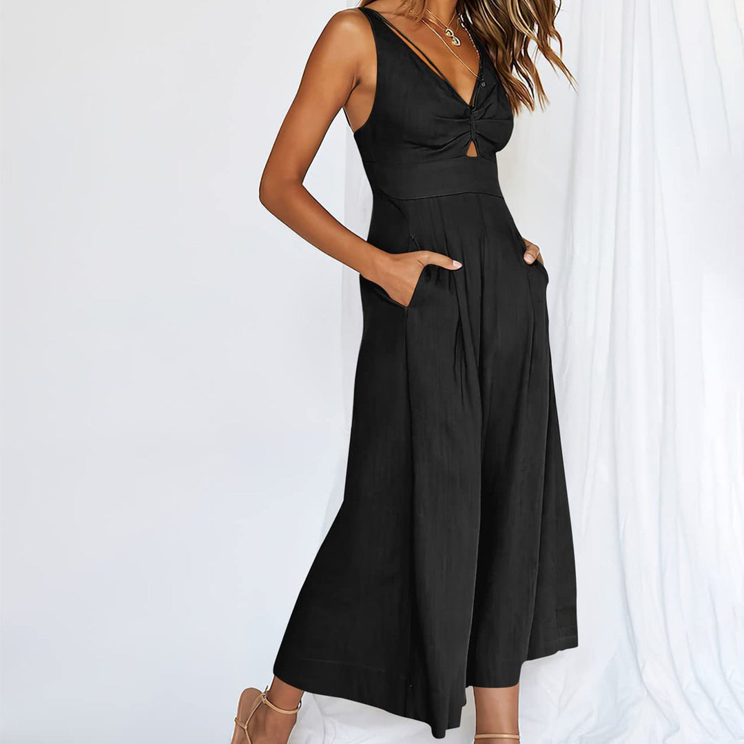 NOWELLE – Women’s Wide-Leg Cotton Linen Jumpsuit