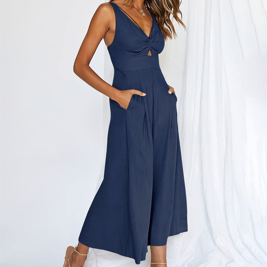 NOWELLE – Women’s Wide-Leg Cotton Linen Jumpsuit