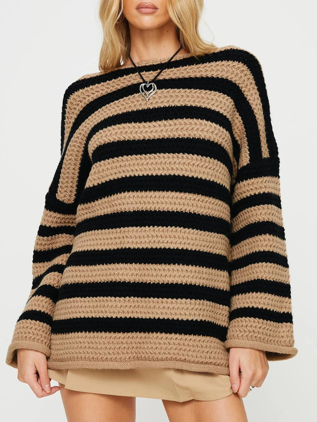 ISHY - Women's Striped Knit Pullover Sweater