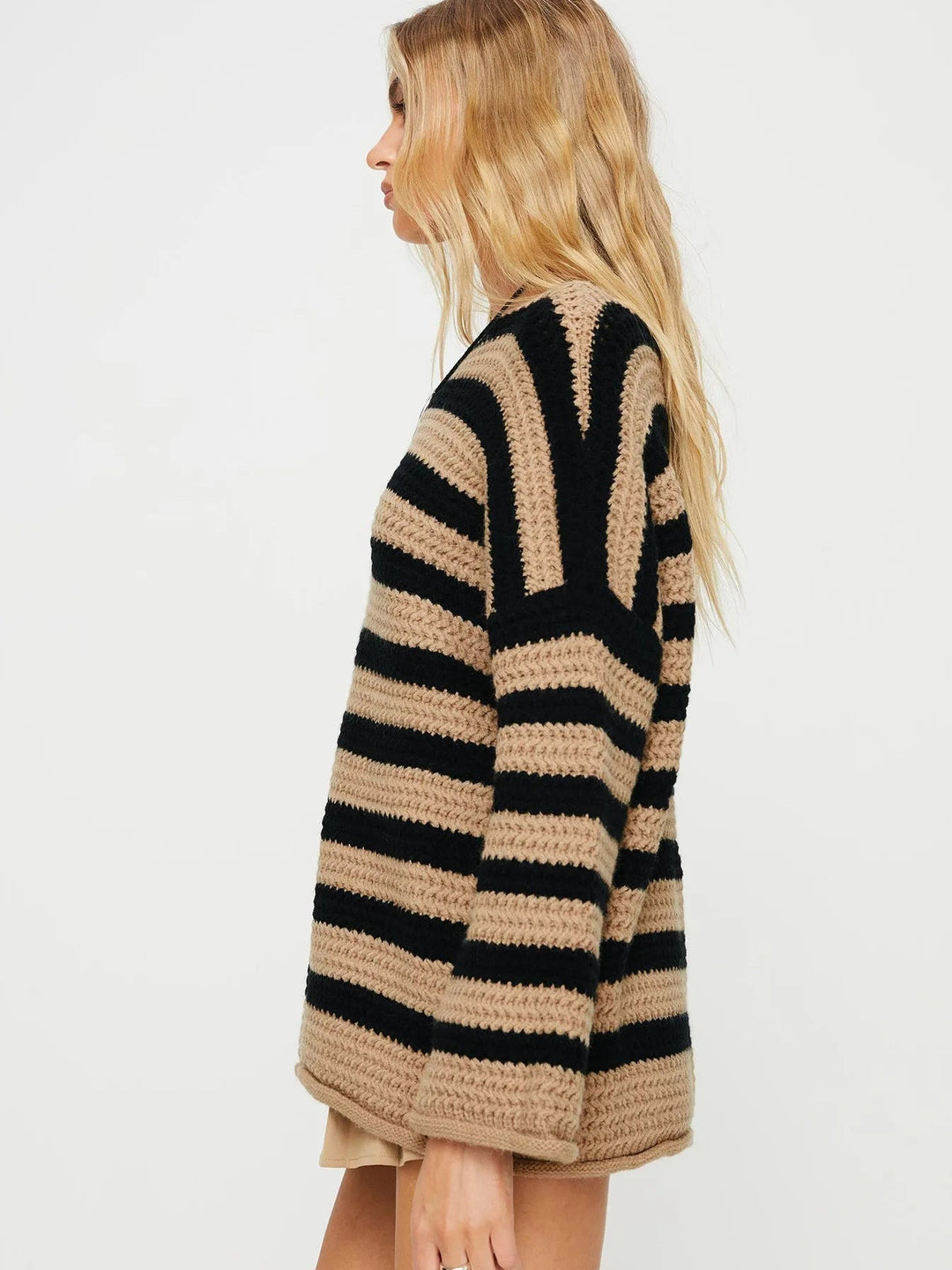 ISHY - Women's Striped Knit Pullover Sweater
