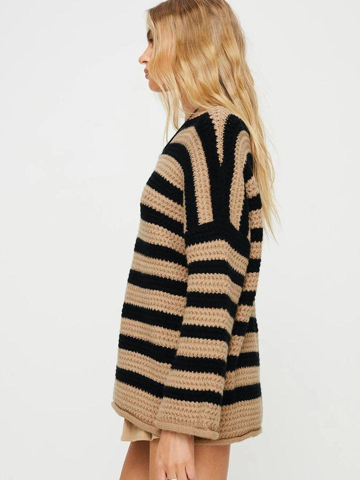 ISHY - Women's Striped Knit Pullover Sweater