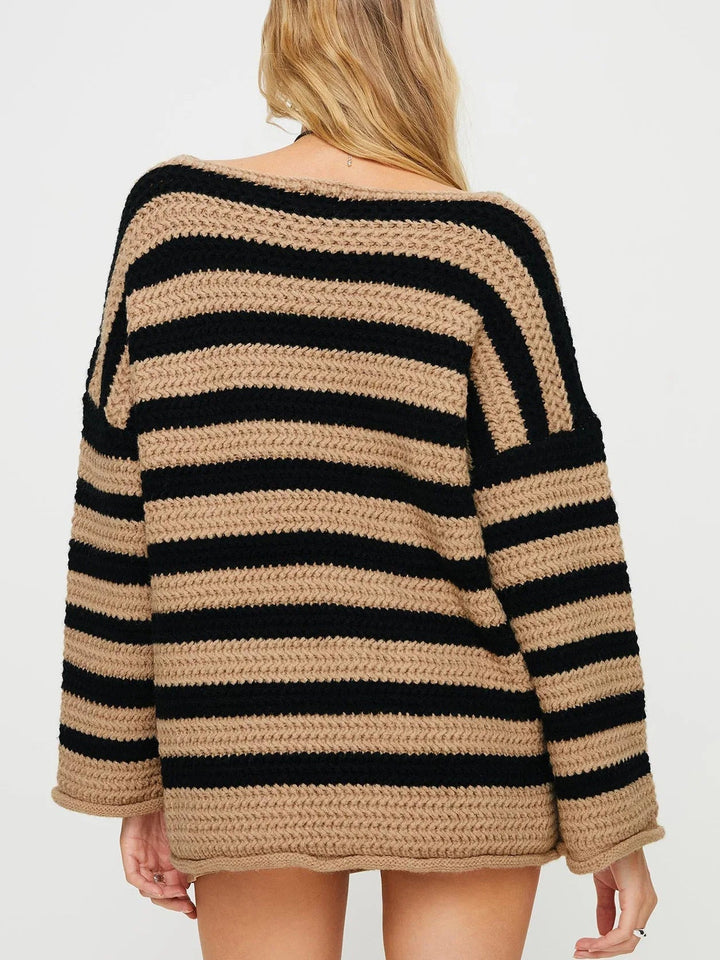 ISHY - Women's Striped Knit Pullover Sweater
