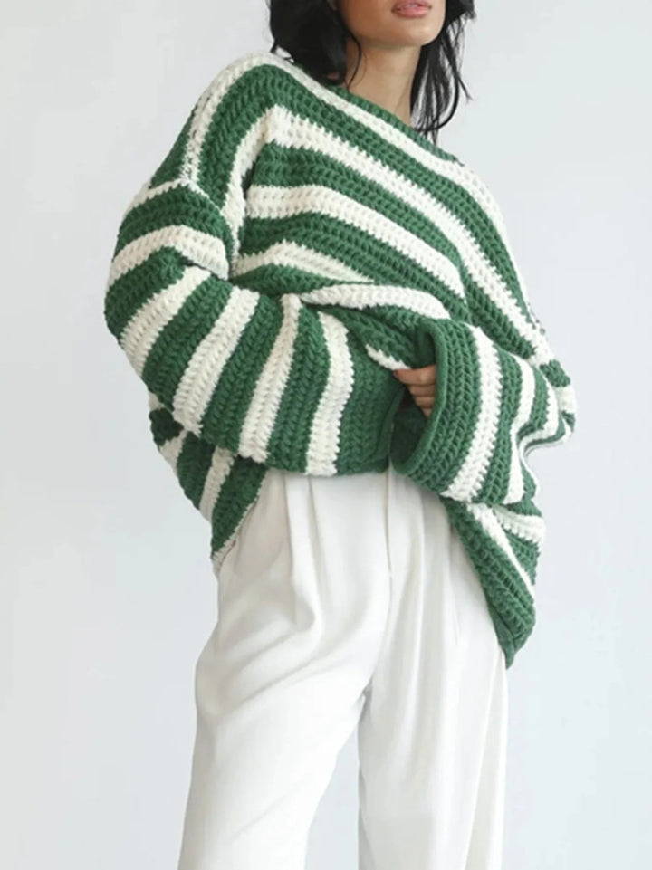 ISHY - Women's Striped Knit Pullover Sweater