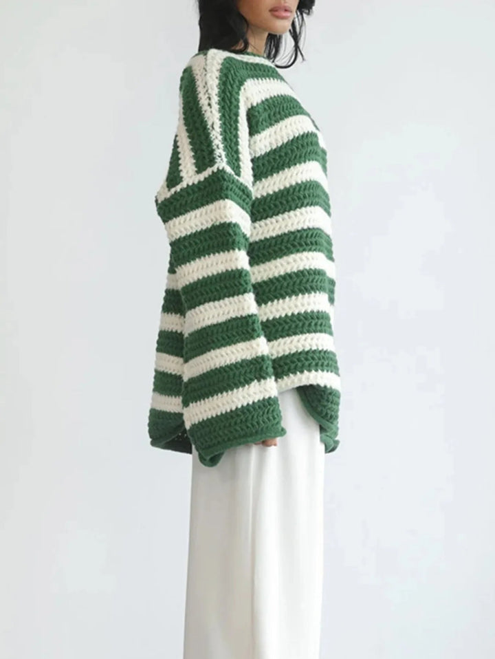 ISHY - Women's Striped Knit Pullover Sweater