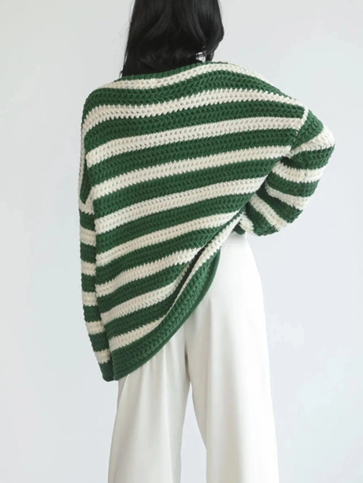ISHY - Women's Striped Knit Pullover Sweater