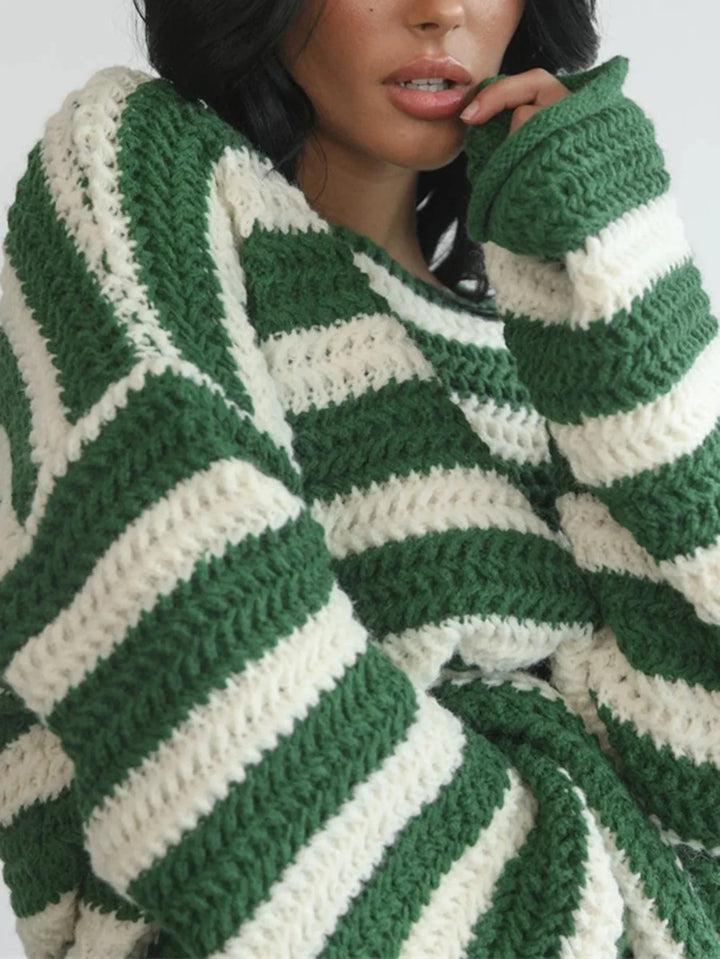 ISHY - Women's Striped Knit Pullover Sweater