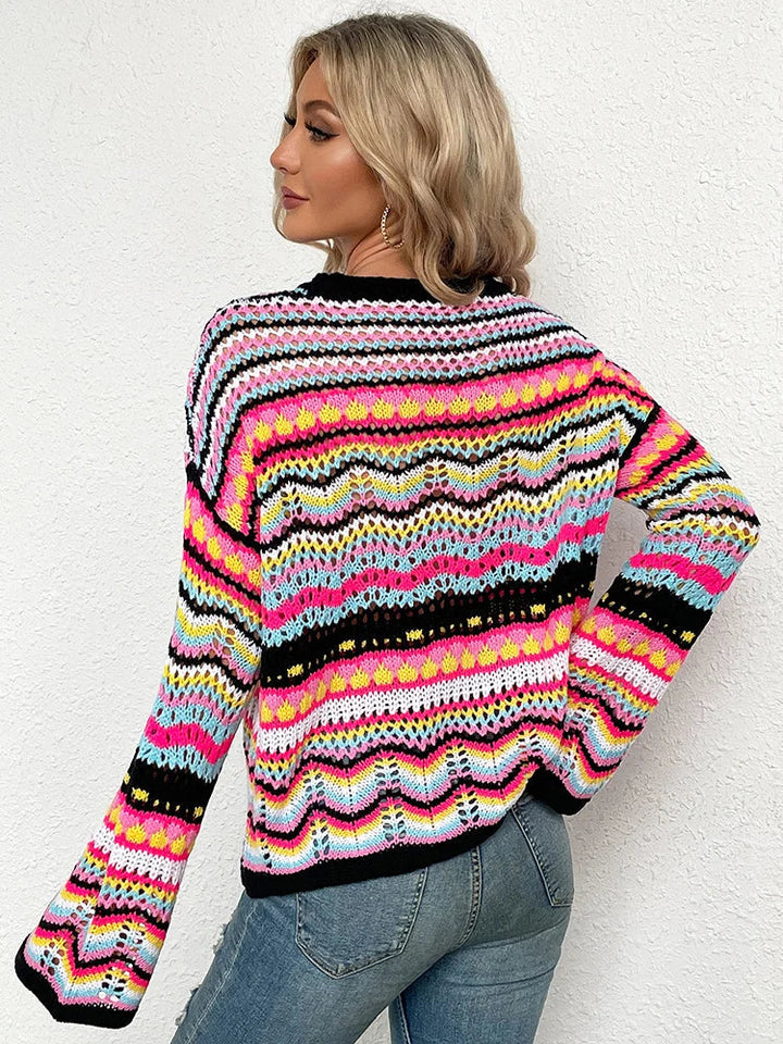 ITZIAR -  Women's Colourful Crochet Knit Sweater