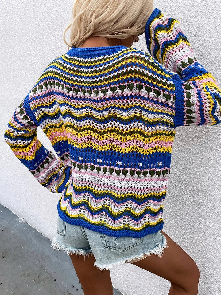 ITZIAR -  Women's Colourful Crochet Knit Sweater