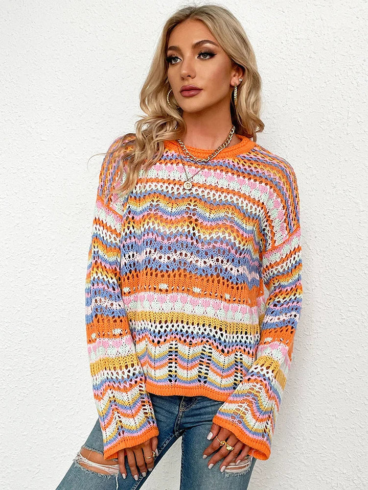 ITZIAR -  Women's Colourful Crochet Knit Sweater