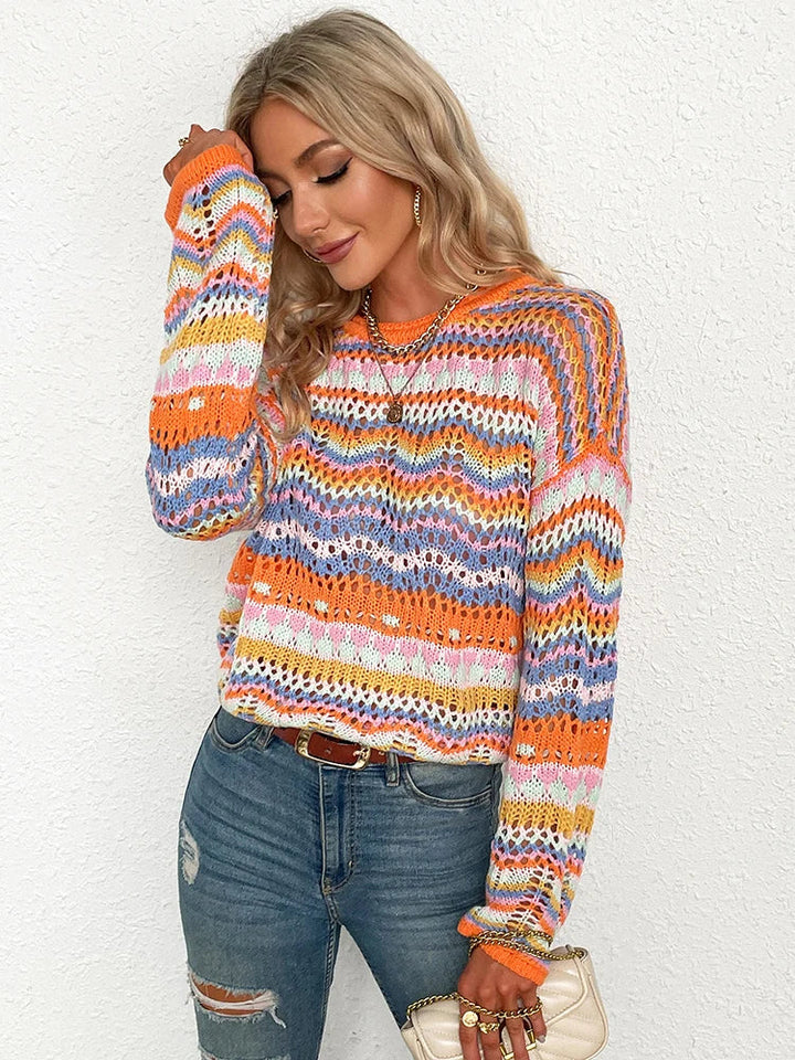 ITZIAR -  Women's Colourful Crochet Knit Sweater
