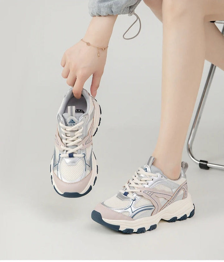 LYRA – Women's Leather-Mesh Platform Sneakers