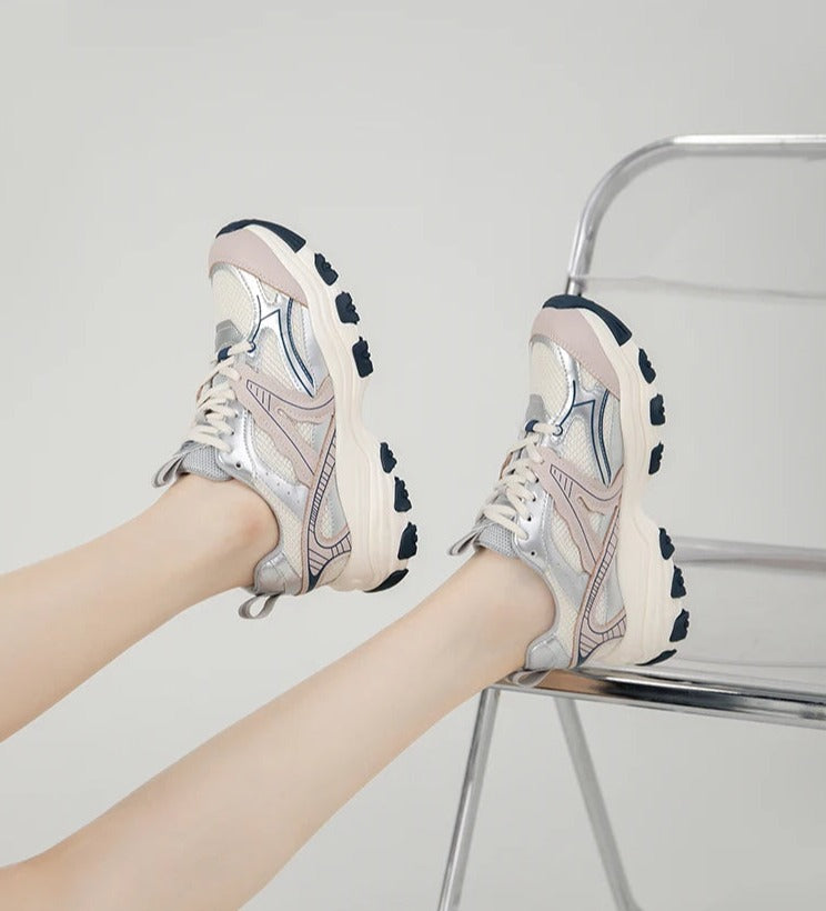 LYRA – Women's Leather-Mesh Platform Sneakers