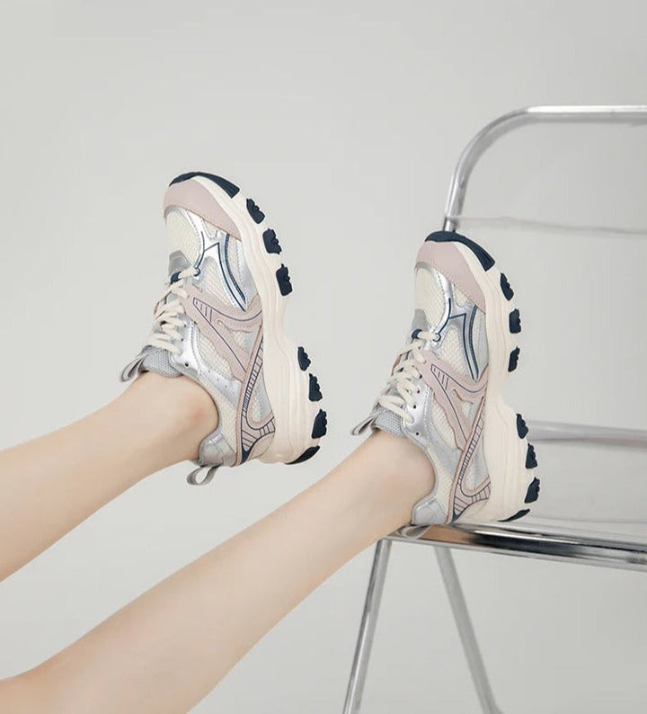 LYRA – Women's Leather-Mesh Platform Sneakers
