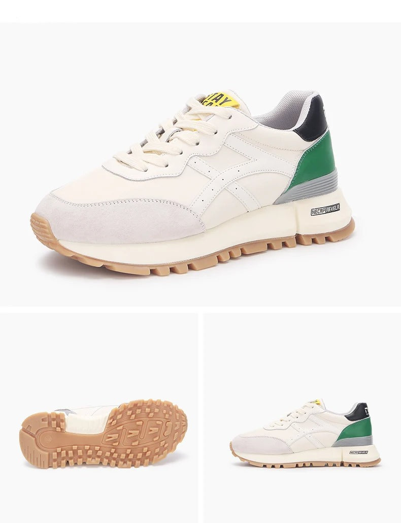 MAE - Women's Retro Leather Apricot Sneakers