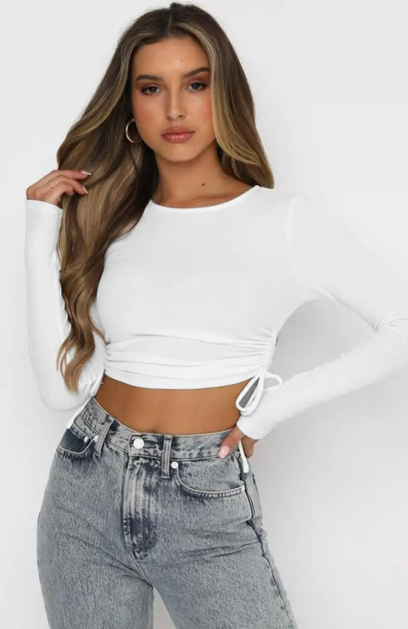 TYLA -  Ribbed Long Sleeve Crop Top