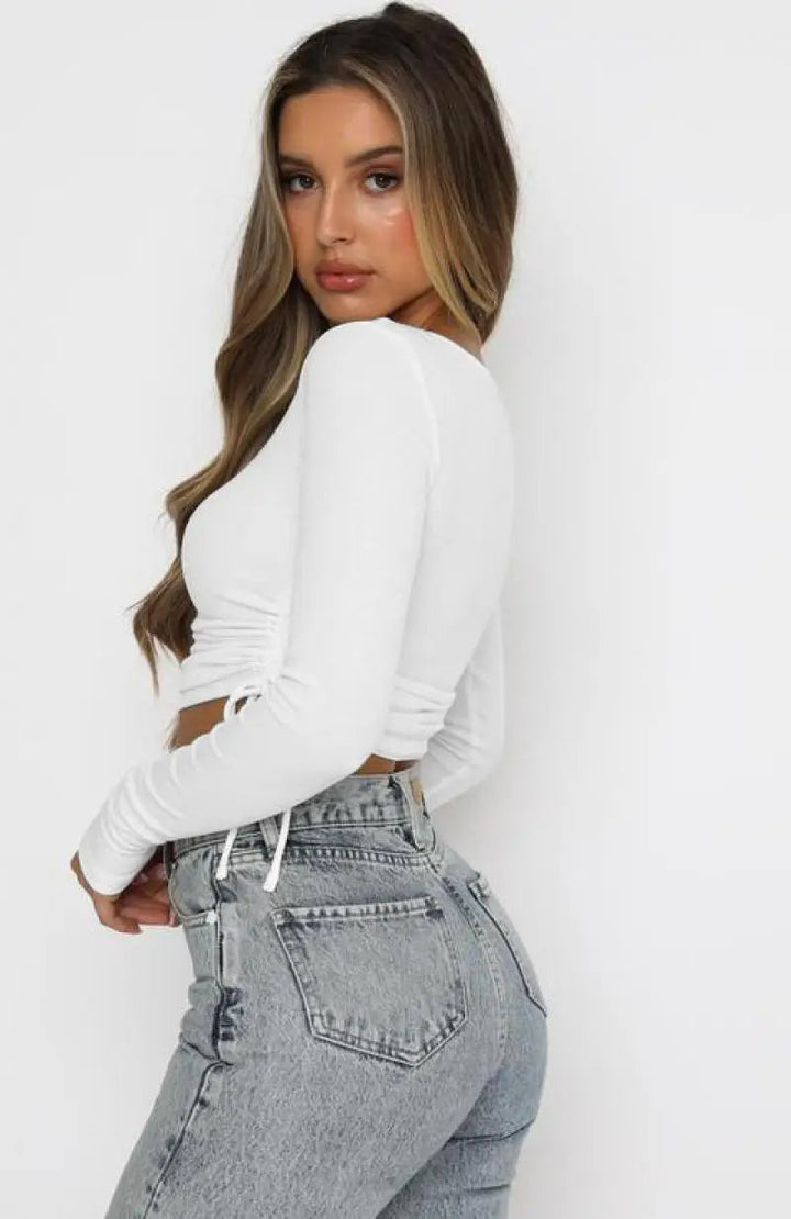 TYLA -  Ribbed Long Sleeve Crop Top