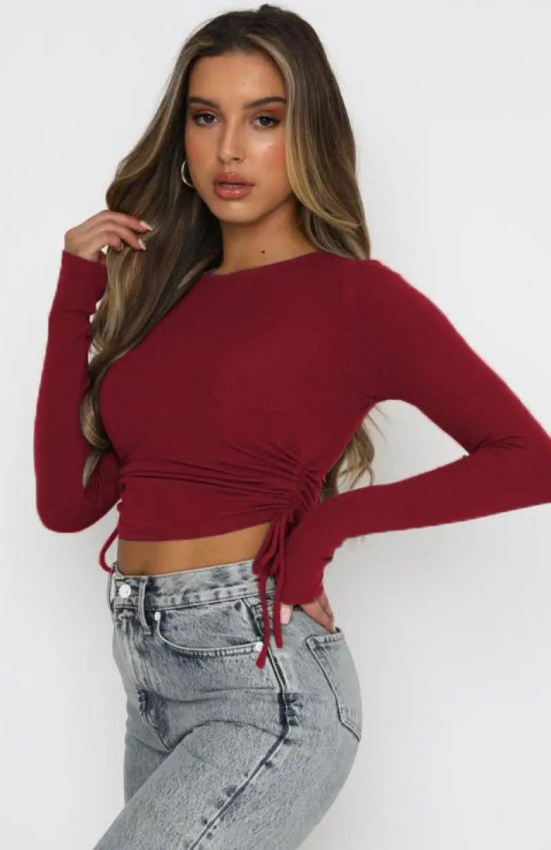 TYLA -  Ribbed Long Sleeve Crop Top