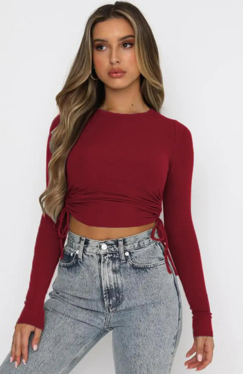 TYLA -  Ribbed Long Sleeve Crop Top