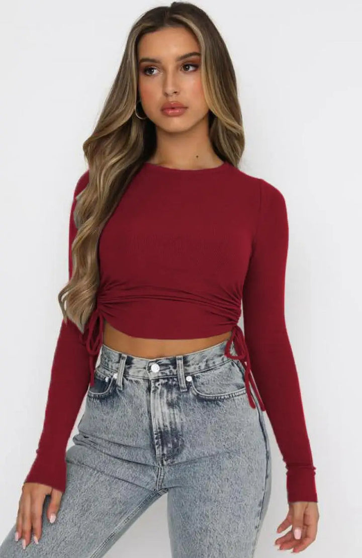 TYLA -  Ribbed Long Sleeve Crop Top