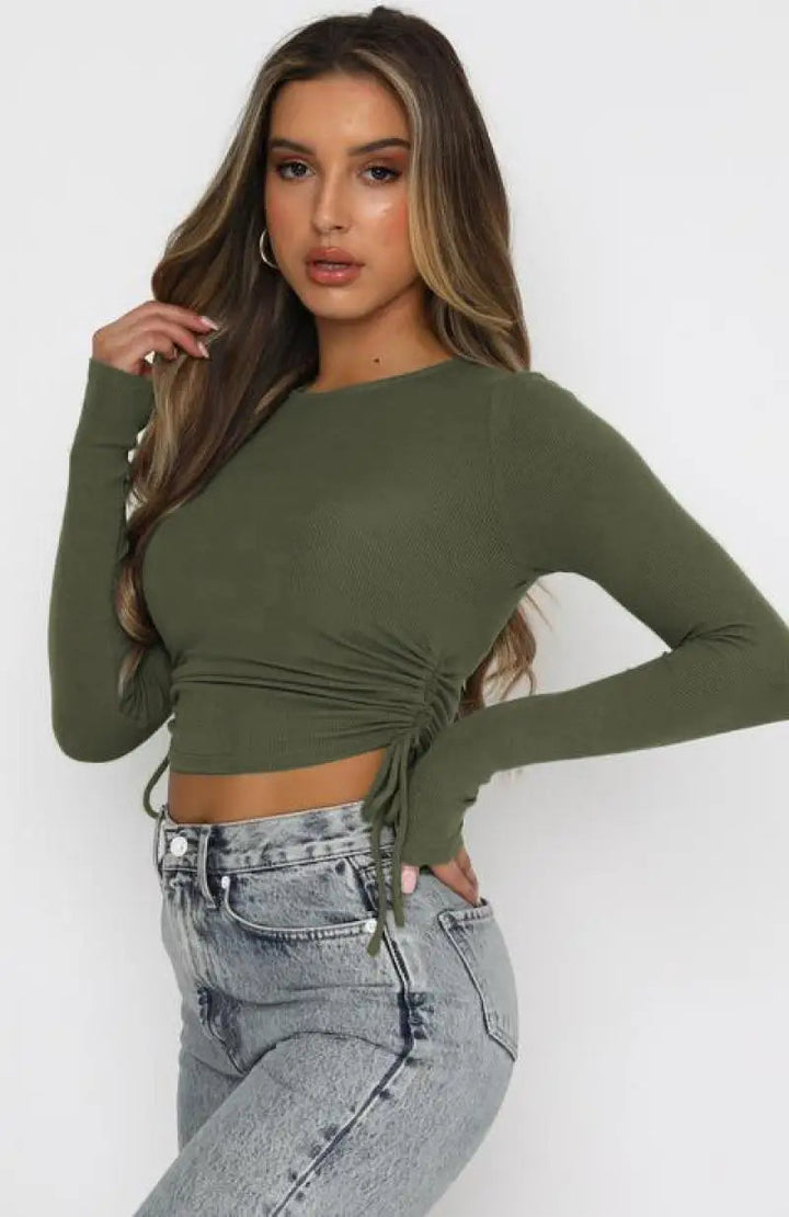 TYLA -  Ribbed Long Sleeve Crop Top