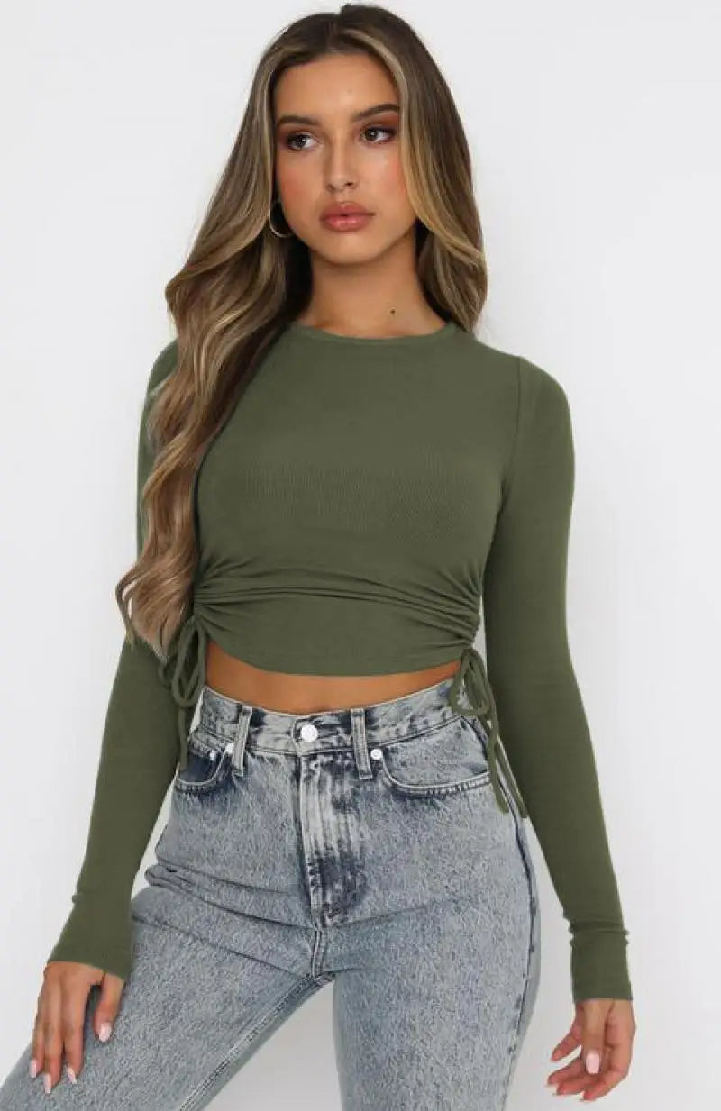 TYLA -  Ribbed Long Sleeve Crop Top