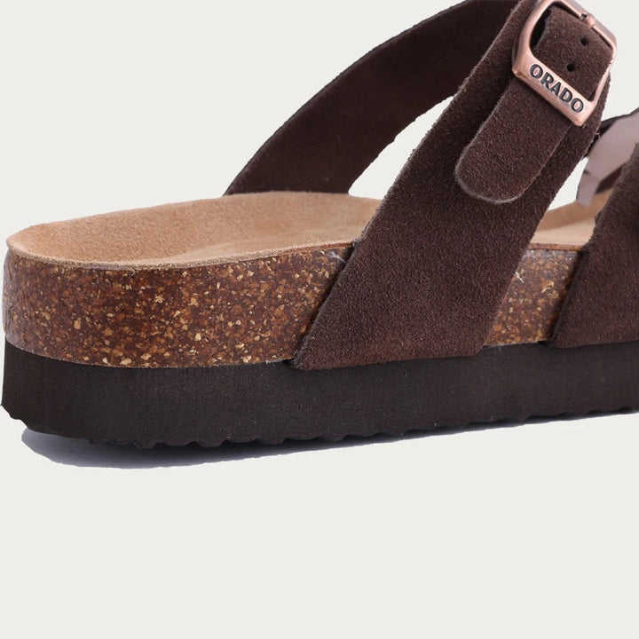 SOLENE – Women's Suede Dual-Strap Slide Sandals
