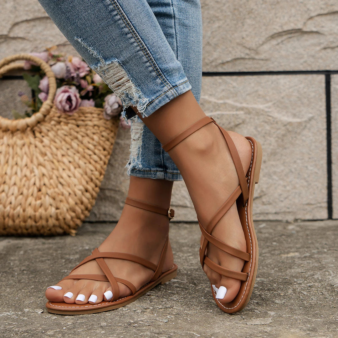 DARCIE - Roman Sandals with Adjustable  Ankle Strap