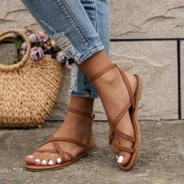 DARCIE - Roman Sandals with Adjustable  Ankle Strap