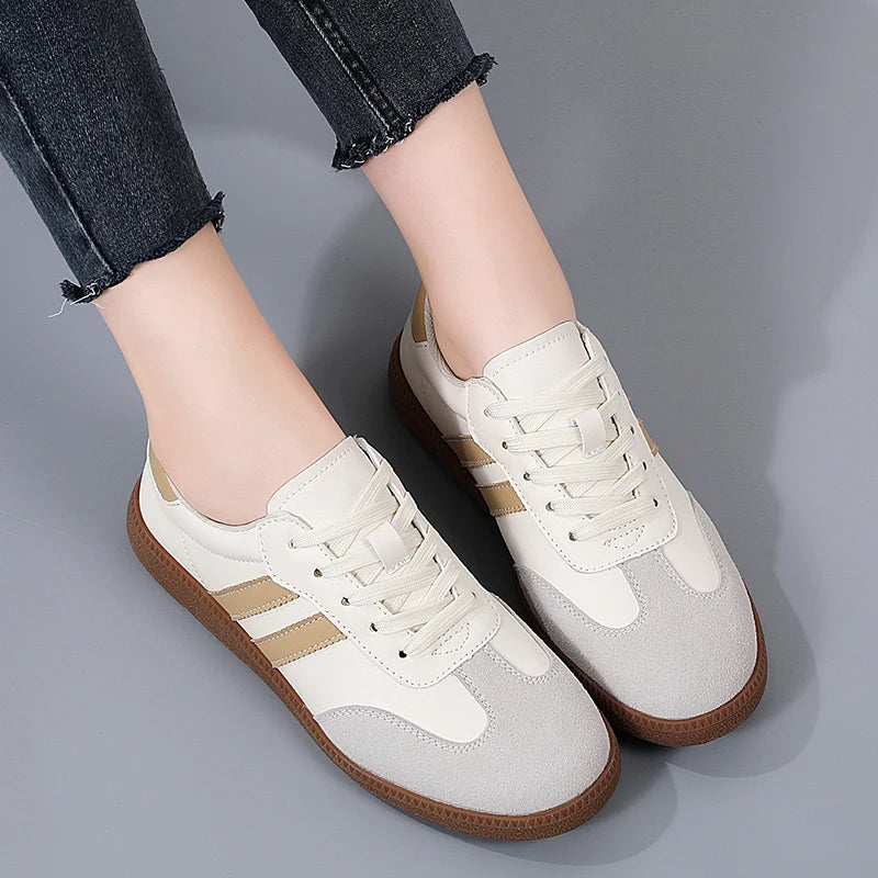 MACI - Women's Retro-Inspired Cream Sneakers