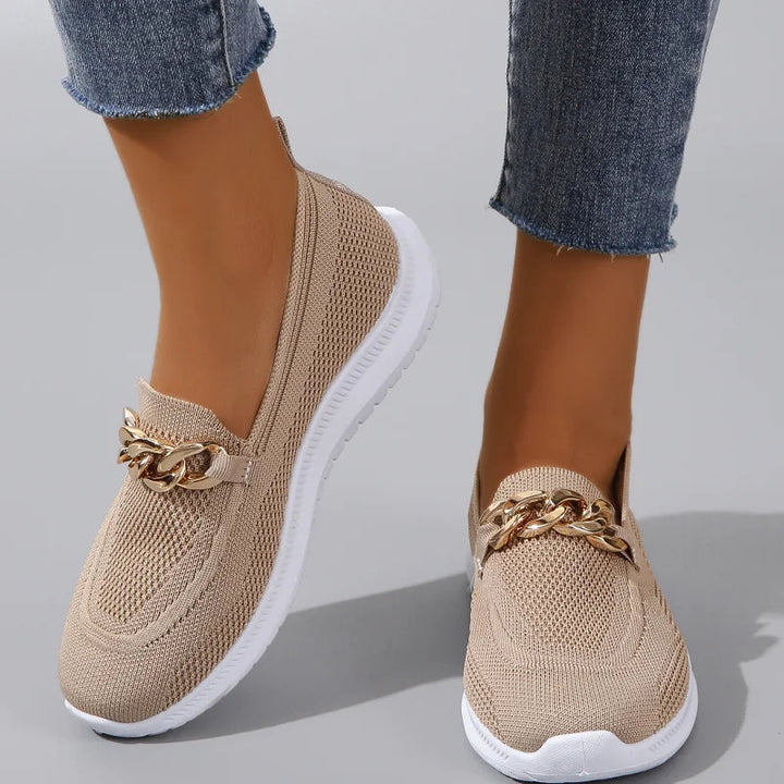 MAREVA - Women's Mesh Sneakers with Gold Detail