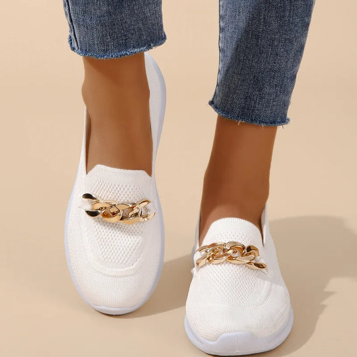 MAREVA - Women's Mesh Sneakers with Gold Detail