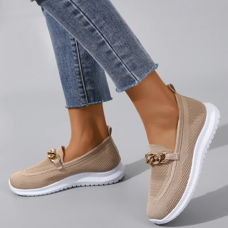 MAREVA - Women's Mesh Sneakers with Gold Detail
