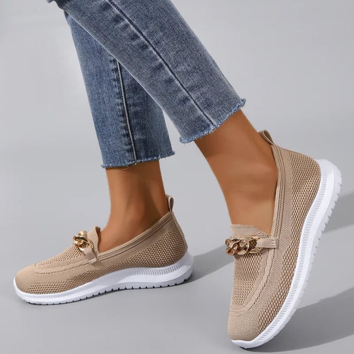 MAREVA - Women's Mesh Sneakers with Gold Detail
