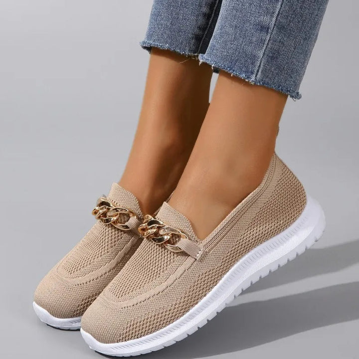 MAREVA - Women's Mesh Sneakers with Gold Detail