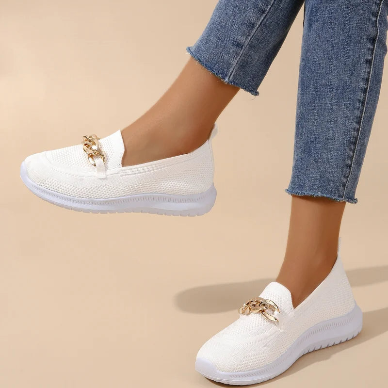 MAREVA - Women's Mesh Sneakers with Gold Detail