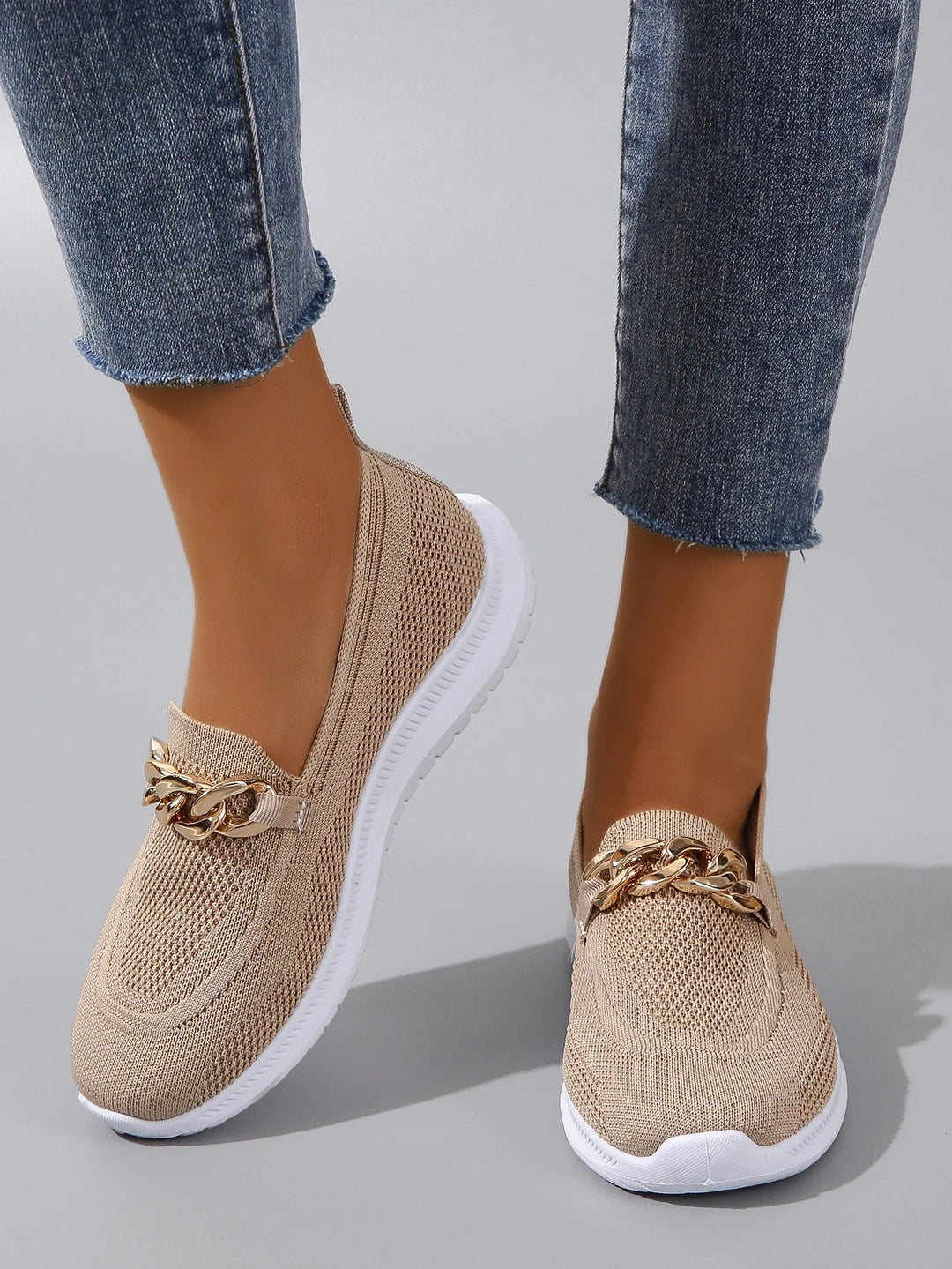 MAREVA - Women's Mesh Sneakers with Gold Detail