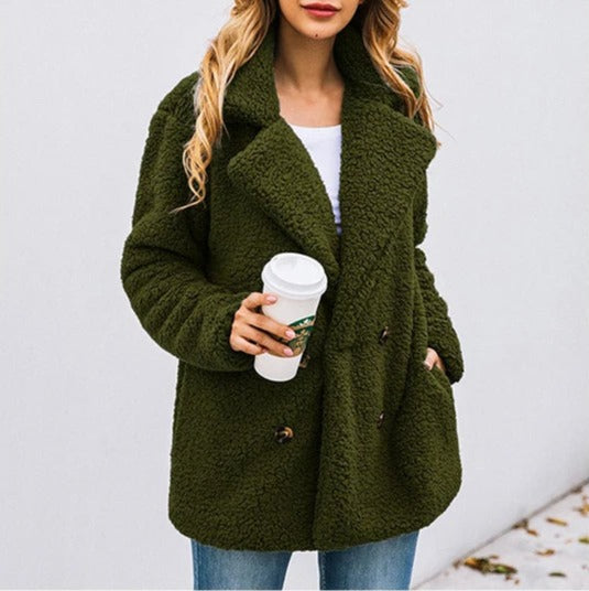 ESTELLE – Double-Breasted Teddy Coat