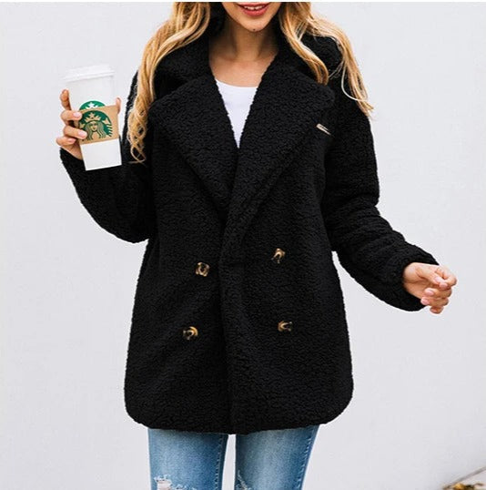 ESTELLE – Double-Breasted Teddy Coat