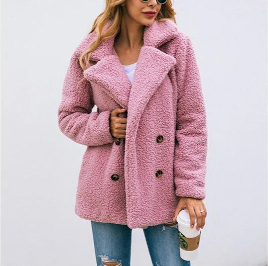 ESTELLE – Double-Breasted Teddy Coat