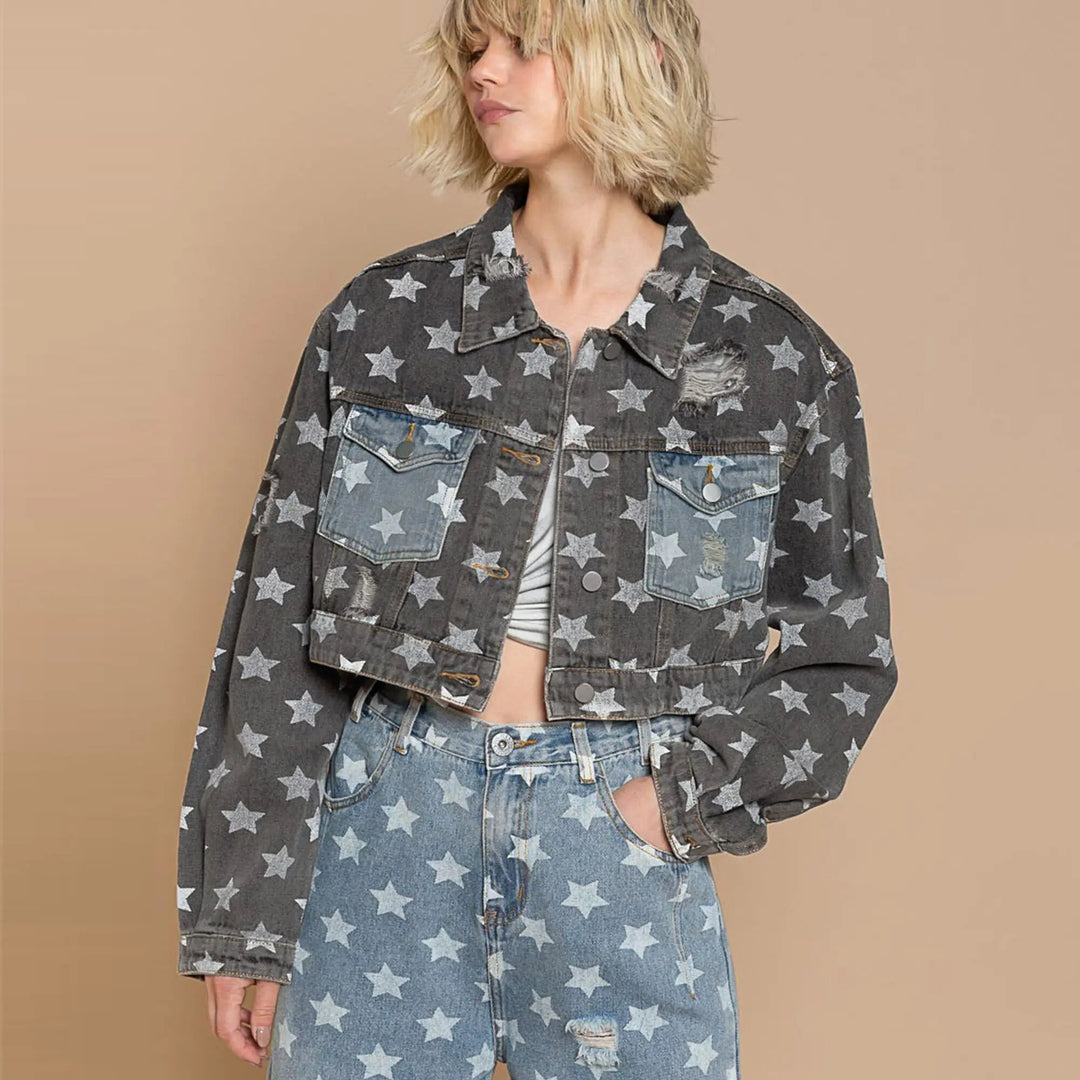 YARA – Starry Denim Cropped Jacket