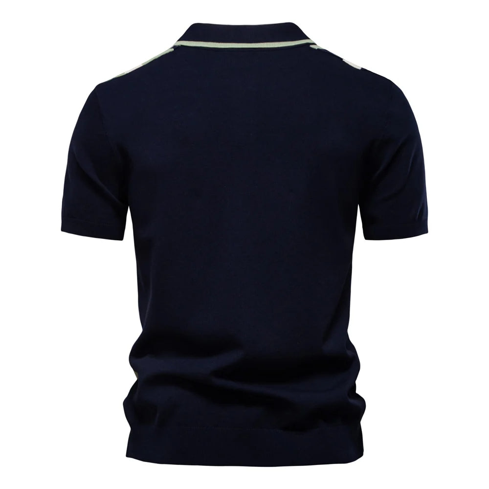 FERY - Herren Gestreift Mesh Freizeitshirt Poloshirt