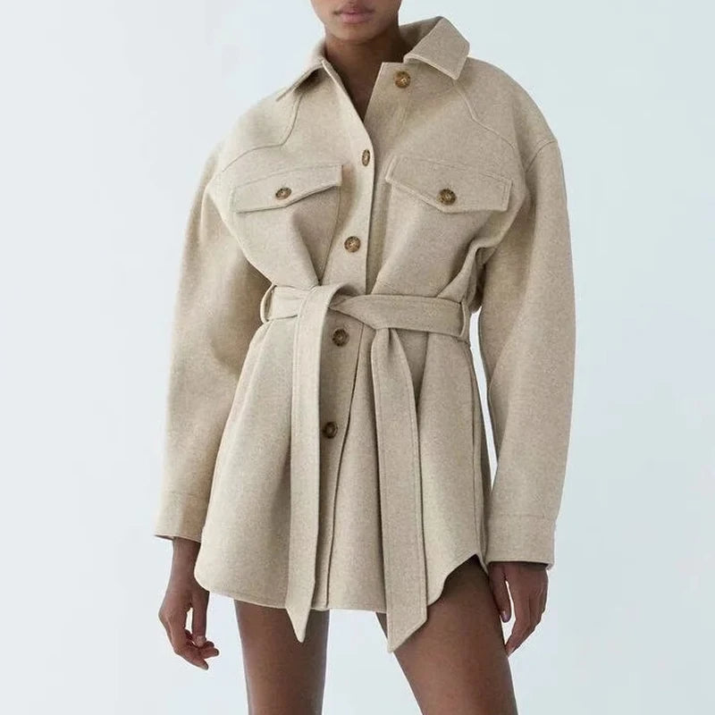 CYRENE - Women's Belted Coat with Pockets