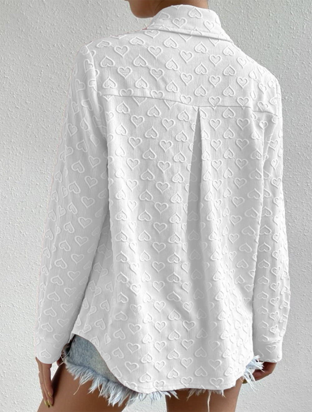 REYDA – Women's Jacquard Blouse with Heart Motif
