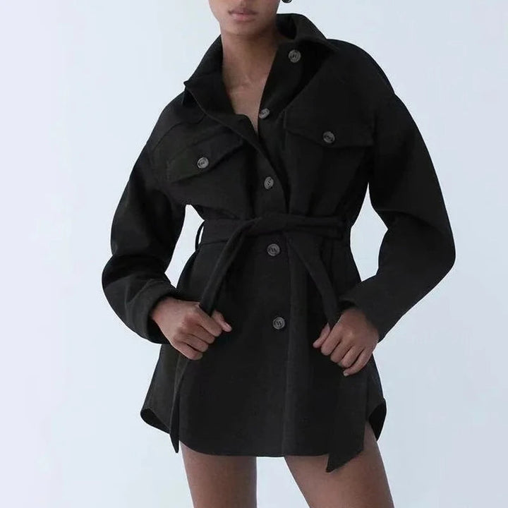CYRENE - Women's Belted Coat with Pockets