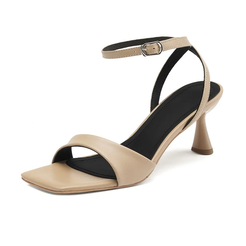 SELENEY – Leather Ankle Strap Heels